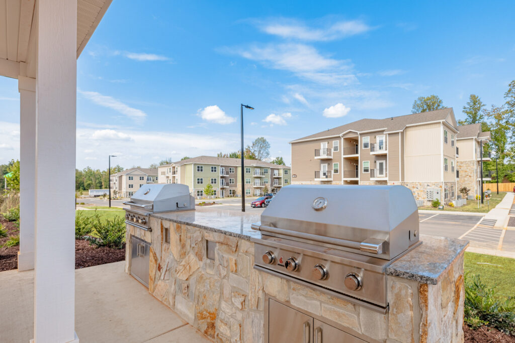 Outdoor grilling station at Preston Park Apartments in Burlington, NC.